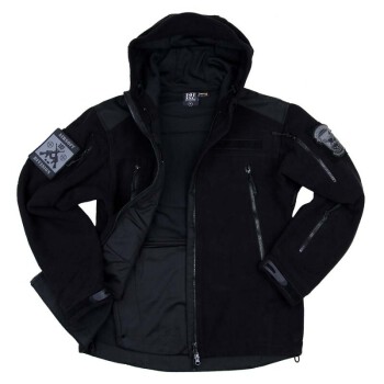 131367 Heavy duty fleece vest with hoodie zwart